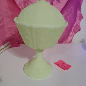 Custard Glass Compote With Lid